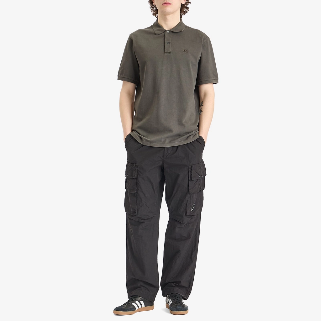 CP Company Men's Resist Dye Logo Polo Smoked Pearl
